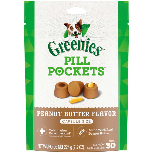 Greenies Original Pill Pockets® Treats for Dogs-Capsule Size Peanut Butter Flavor