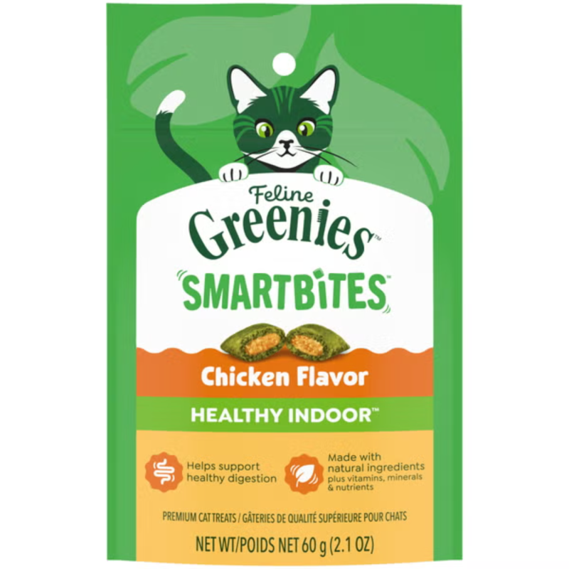 Feline Greenies SMARTBITES Healthy Indoor Cat Treats-Chicken Flavor
