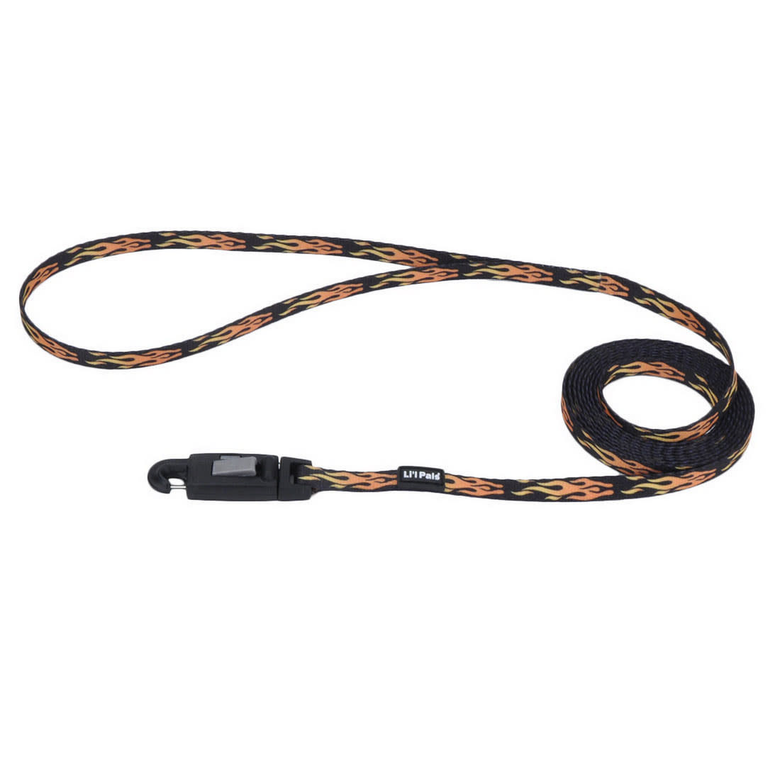 Li'l Pals Patterned Dog Leash with E-Z Snap 3/8"-Flames Black