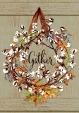 Custom Decor Cotton Wreath Fall Garden Flag