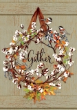 Custom Decor Cotton Wreath Fall Garden Flag