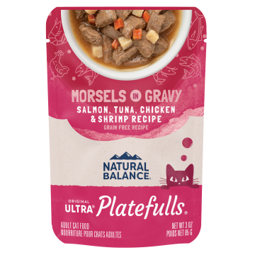 Natural Balance Platefulls® Indoor Salmon, Tuna, Chicken & Shrimp Formula in Gravy Cat Food