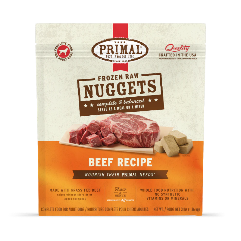 Primal Canine Raw Frozen Nuggets-Beef Recipe
