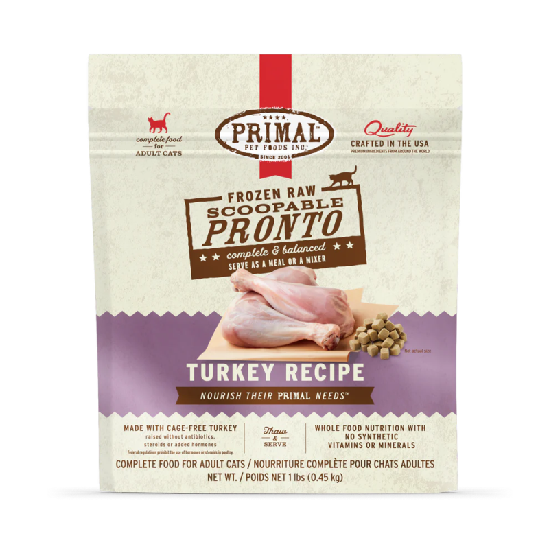 Primal Feline Raw Frozen Scoopable Pronto-Turkey Recipe