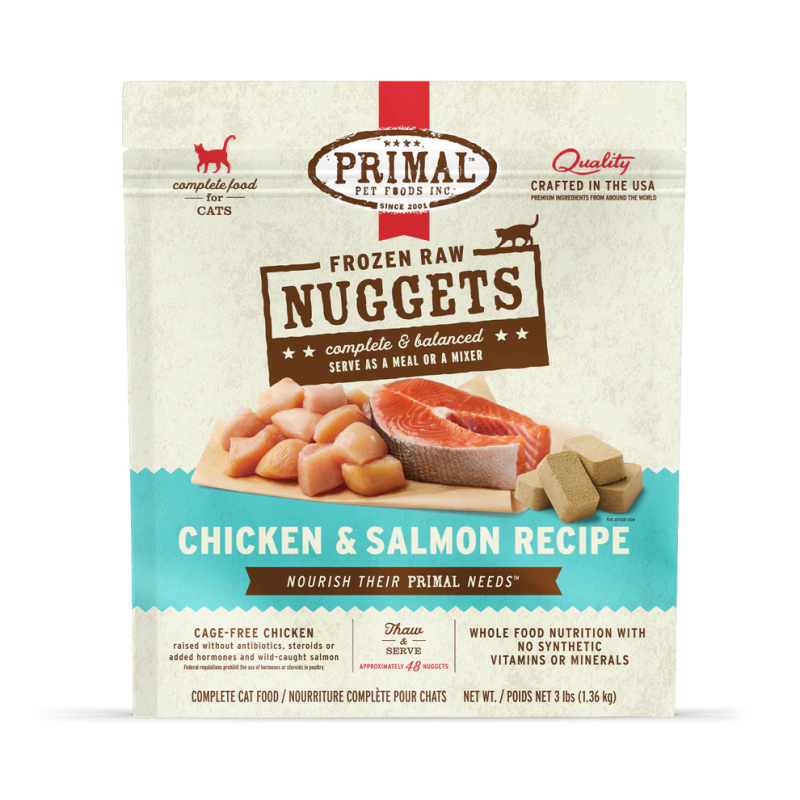 Primal Feline Raw Frozen Nuggets-Chicken & Salmon Recipe