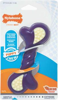 Nylabone Puppy Chew Double Action Bacon Flavor Dog Toy, Small