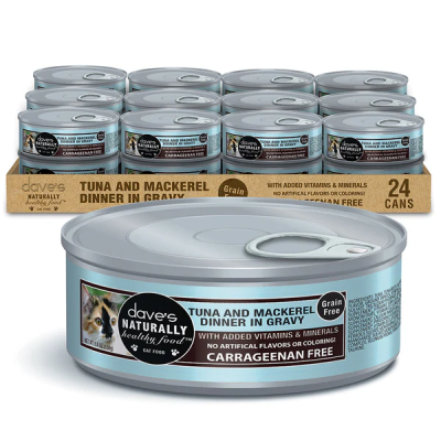 Dave's Naturally Healthy™ Grain Free Canned Cat Food Tuna & Mackerel Dinner In Gravy Formula