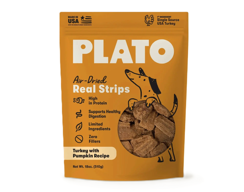 Plato Air-Dried Real Strips Turkey with Pumpkin Dog Treats