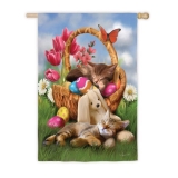 Evergreen Hard Day with the Easter Bunny House Flag