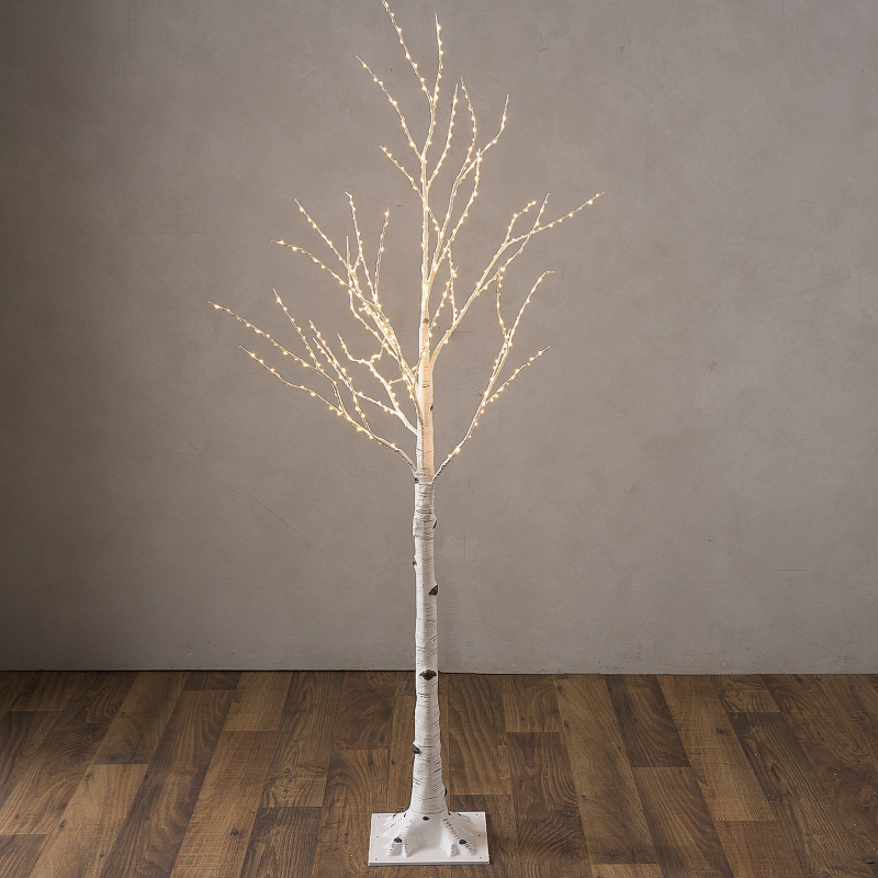 Decorative Birch Tree with 300 Micro Lights-4 Feet