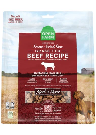 Open Farm Grass-Fed Beef Recipe Freeze Dried Raw Morsels for Dogs
