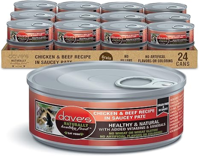 Dave's Naturally Healthy™ Chicken & Beef Recipe in Saucey Paté for Cats