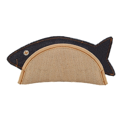 Aussie Naturals® Denim Tuffs Dog Toy Filled w/ Crunchy Coconut Fiber-Fish Taco