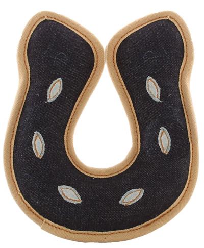 Aussie Naturals® Denim Tuffs Dog Toy Filled w/ Crunchy Coconut Fiber-Horse Shoe