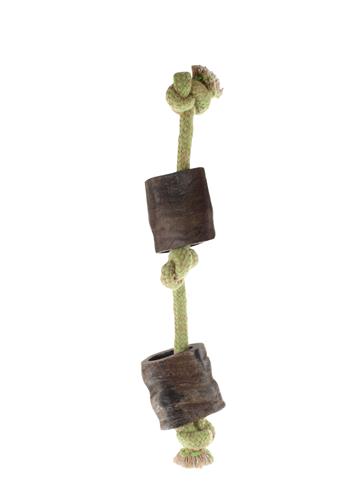 Aussie Naturals CHOY Triple Knot Rope W/ Water Buffalo Horns Dog Toy