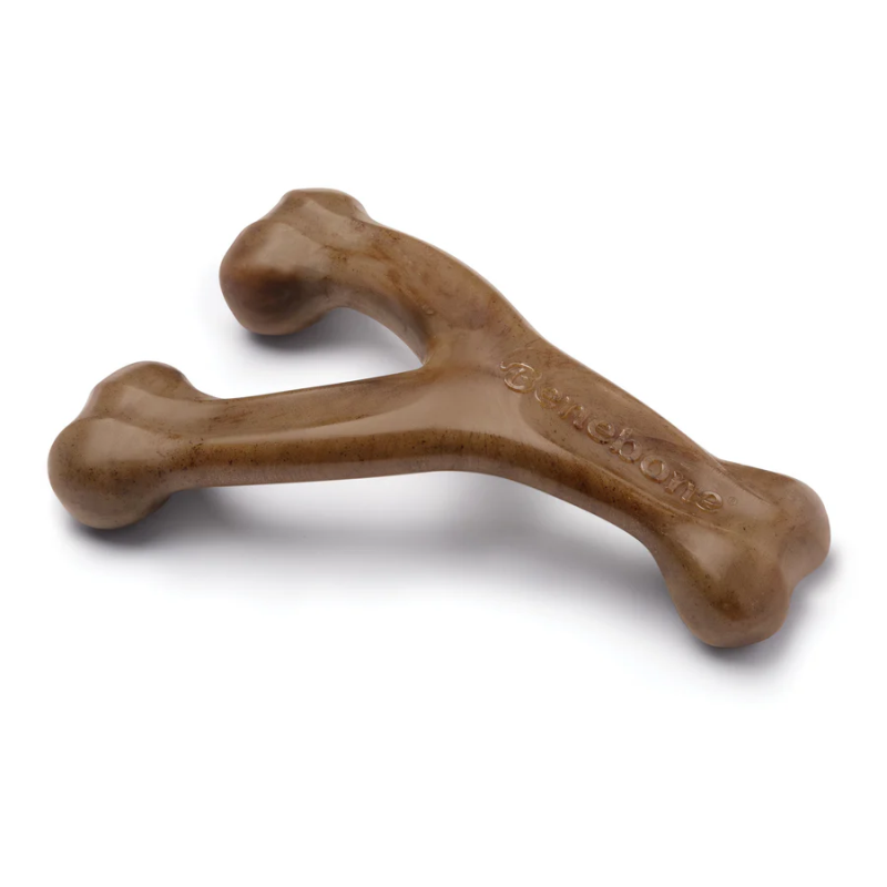 Benebone Bacon Flavor Wishbone Tough Dog Chew Toy-Large