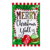 Evergreen Merry Christmas Y'all Applique House Flag