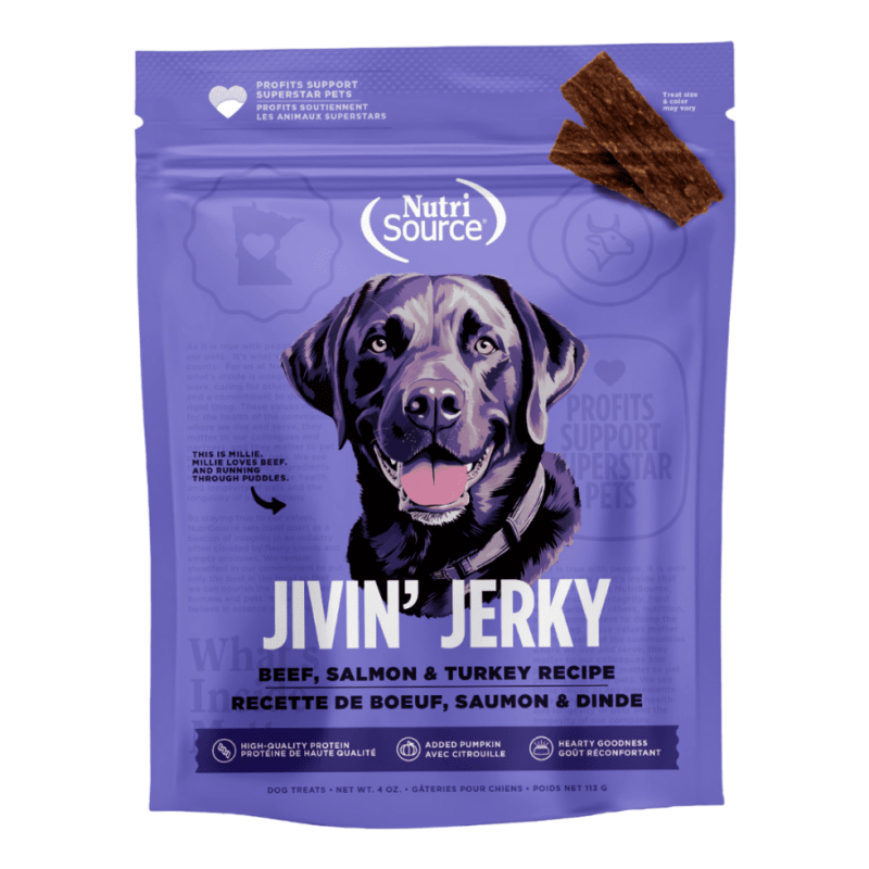 NutriSource Beef, Turkey & Salmon Jivin' Jerky Treats for Dogs