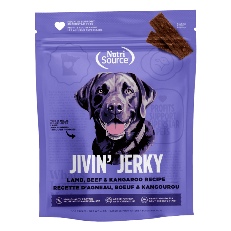 NutriSource Lamb, Beef & Kangaroo Jivin' Jerky Treats for Dogs