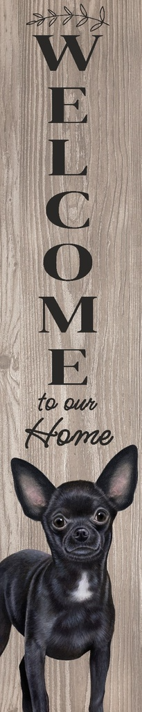 E&S Pet Porch Board Welcome Sign-Chihuahua, Black and Tan
