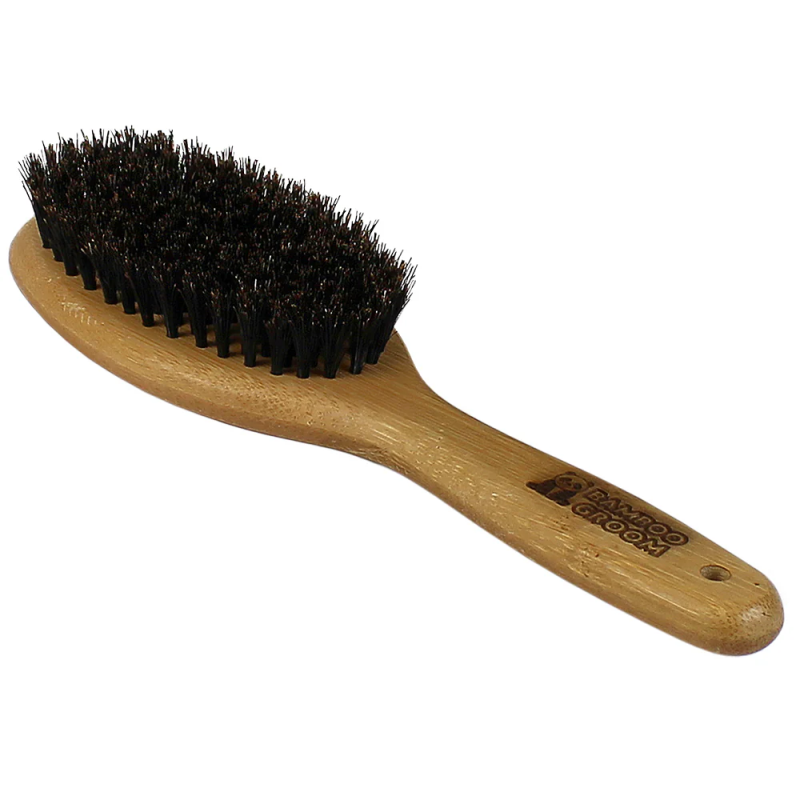 Bamboo Groom Oval Bristle Brush with Natural Boar Bristles
