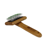 Bamboo Groom Soft Slicker Brush with Stainless Steel Pins & Comfort Tips