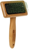 Bamboo Groom Soft Slicker Brush with Stainless Steel Pins & Comfort Tips