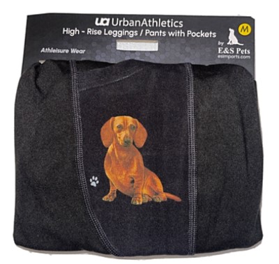 Urban Athletics Ladies High Rise Leggings with Pockets-Dachshund