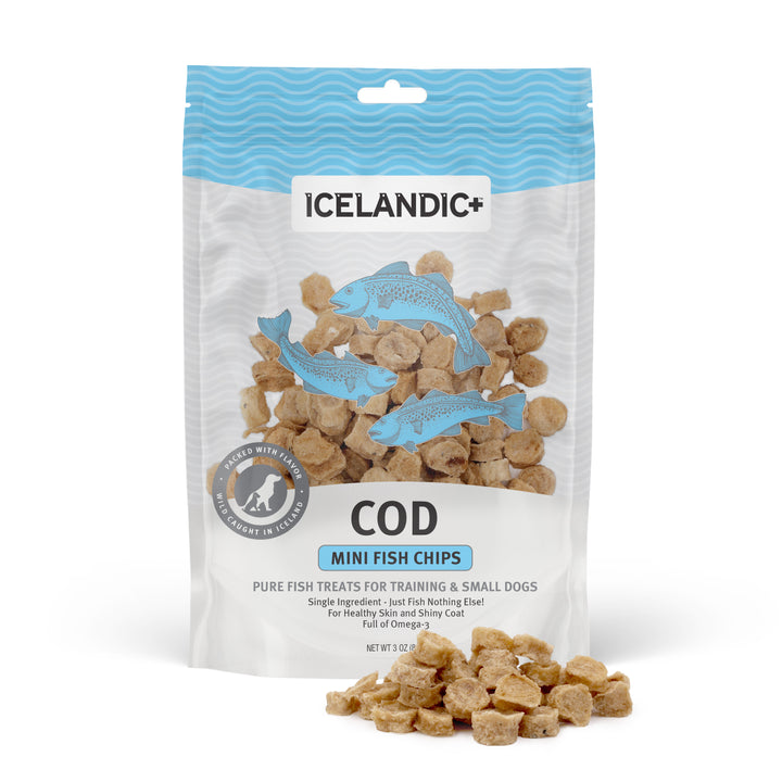 Icelandic+ Cod Mini Fish Chips Treats for Training & Small Dogs