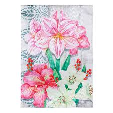 Evergreen Pink Amaryllis Moire Garden Flag