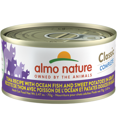 Almo Nature Classic Complete Tuna Recipe with Ocean Fish and Sweet Potatoes in Gravy Cat Food