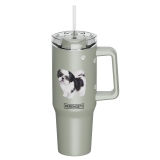 E&S Serengeti 40 oz Ultimate Stainless Steel Hot & Cold Tumbler-Black Shih Tzu