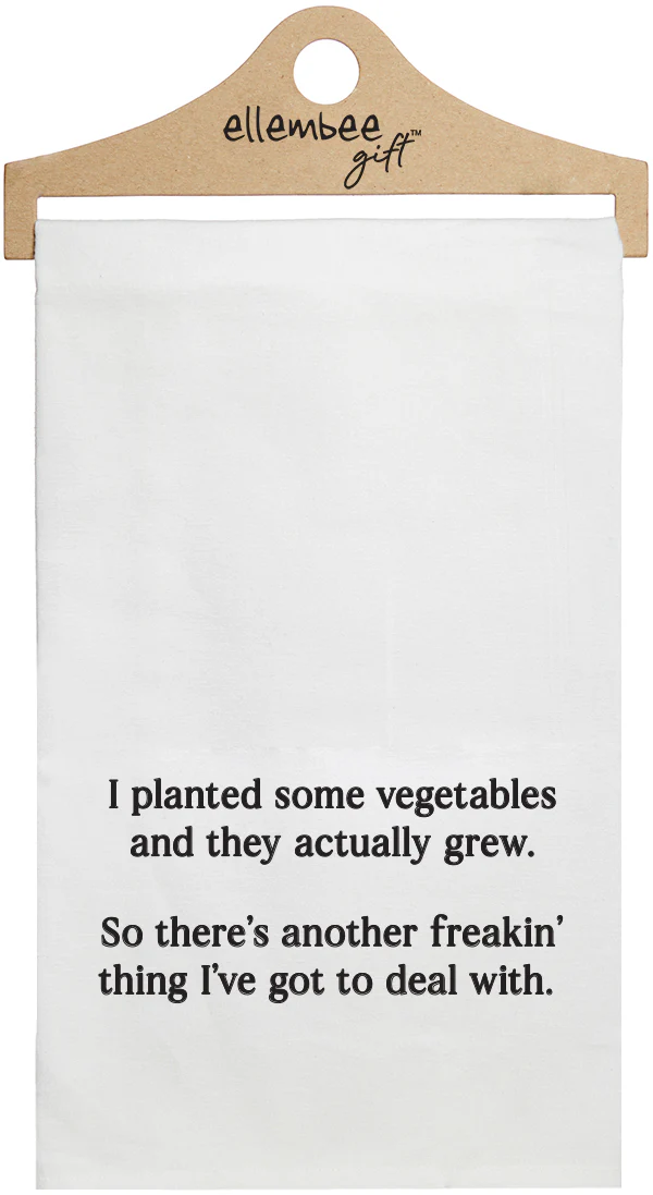 ellembee White Kitchen Tea Towel-I Planted Some Vegetables