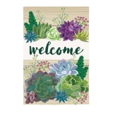 Evergreen Succulent Burlap Garden Flag