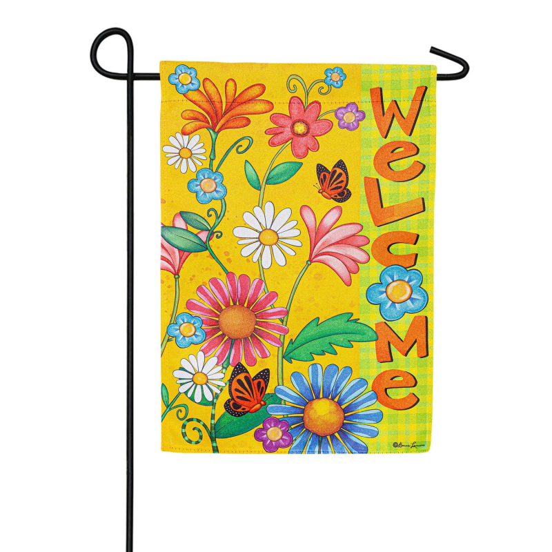 Evergreen Welcome Spring Suede Garden Flag