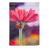 Evergreen Ladybug on the Flower Suede Garden Flag