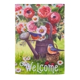 Evergreen Watering Can Suede Garden Flag