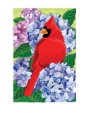 Evergreen Red Cardinals and Hydrangeas Applique Garden Flag