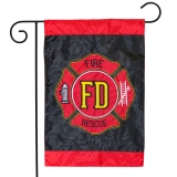Briarwood Lane Fire Department Applique Embroidered Garden Flag
