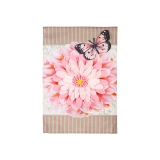 Evergreen Dahlia & Butterfly Burlap Garden Flag