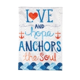 Evergreen Love and Hope Anchors the Soul Moire Garden Flag