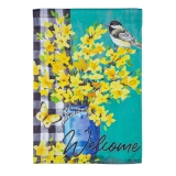 Evergreen Spring Forsythia Suede Garden Flag