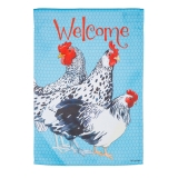 Evergreen Chickens Suede Garden Flag