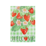 Evergreen Strawberry Picking Suede Garden Flag