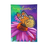 Evergreen Cornflower and Butterfly Applique Garden Flag