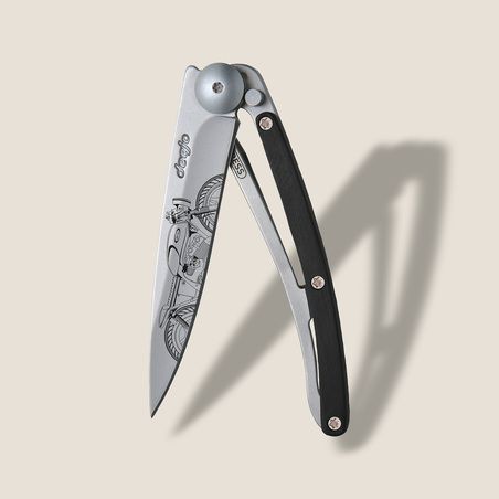 Deejo 27G Ultra-Light Pocket Knife-Ebony Wood / Cafe Racer