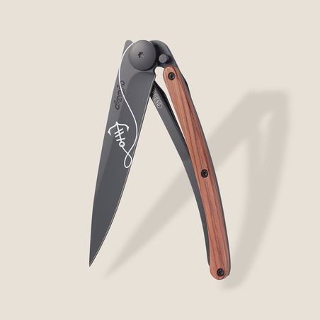 Deejo 37G Ultra-Light Pocket Knife-Coral Wood / Anchor