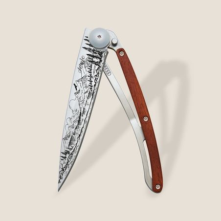 Deejo 37G Ultra-Light Pocket Knife-Coral Wood / Mountain