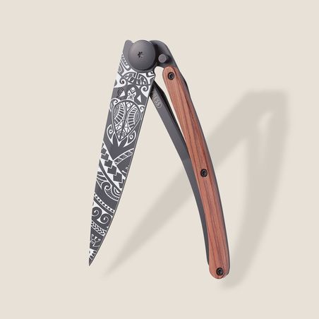 Deejo 37G Ultra-Light Pocket Knife-Coral Wood / Polynesian