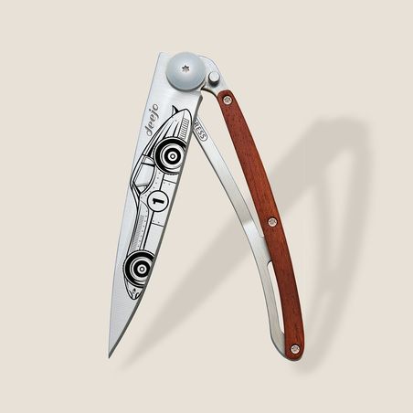 Deejo 37G Ultra-Light Pocket Knife-Coral Wood / Racing Car